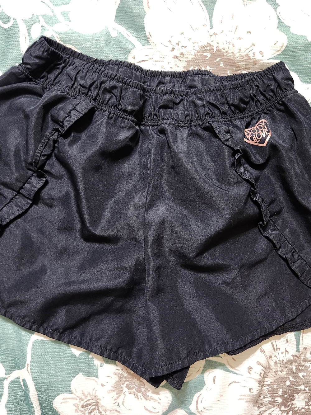 Body Glove Black Girls Ruffle Trim Active Shorts